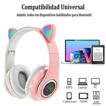Bezprzewodowe słuchawki z uszami kota Zestaw słuchawkowy Bluetooth z diodami LED dla dzieci