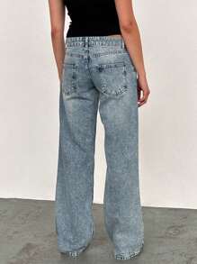 Y2k Vintage Baggy Distressed Jeans For Women High Waisted Wide Leg Denim Pants Casual Low Rise Loose Fit Trousers Pants Fashion Straight Leg Boyfriend Jeans With Pockets For Summer Spring 90s Streetwear For Teen Girls Aesthetic Clothes - Rửa trung bình - Xem 4