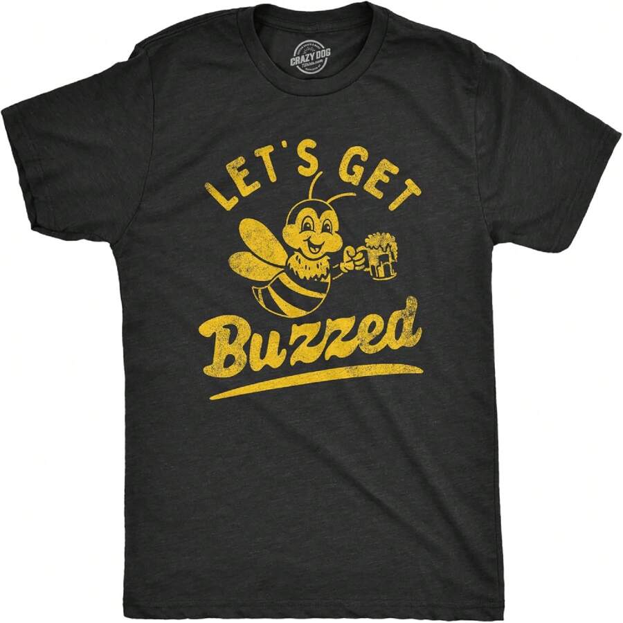 Lets Get XT Shirt Funny Wasted Drinking Honey Bee Joke Tee For Guys - Black - View 1