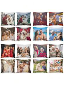 Federa per cuscino personalizzata con stampa fotografica fai-da-te, stampa su un lato con nome di famiglia o coppia, federa per cuscino personalizzata per le vacanze, decorazione per soggiorno, camera da letto, esterno, regalo per famiglia, mamma, amico, divano letto, decorazione della stanza - Multicolore - Visualizzare 6