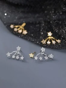 1 Pair Luxury Star-Shaped Earrings With Sparkling Zirconia Stones - Hypoallergenic, Suitable For Parties And Festivals, Ideal Christmas Gift