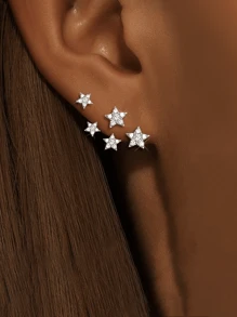 1 Pair Luxury Star-Shaped Earrings With Sparkling Zirconia Stones - Hypoallergenic, Suitable For Parties And Festivals, Ideal Christmas Gift