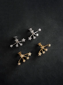 1 Pair Luxury Star-Shaped Earrings With Sparkling Zirconia Stones - Hypoallergenic, Suitable For Parties And Festivals, Ideal Christmas Gift