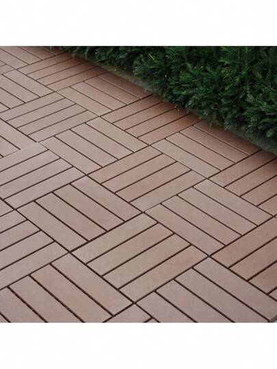 44 Pack Patio Deck Tiles,Plastic Interlocking Deck Tiles,12"X12" Square Waterproof Outdoor All Weather Use, Patio Decking Tiles For Poolside Balcony Backyard, Brown