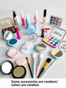 1 Set Girls Pretend Makeup Toy Set, Princess Dress Up Accessories Playset Including Brush, Eyeshadow, Lipstick, Christmas Gift For Girls, Not Real Makeup - Storage Bag - View 11