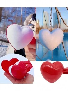 4 件装爱心雪球夹雪球发射器户外沙滩雪球制作器夹心形雪球制作器户外 ABS 塑料红色机器夹冬季、心形雪球制作器夹、红色冬季雪球制作器夹、雪球制作器工具、户外冬季玩雪沙模工具适用于沙箱和沙滩工具、园艺工具 - 多 - 查看 5