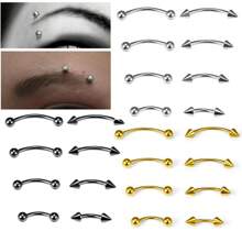 8pcs Eyebrow Piercing Jewelry Surgical Steel Curved Barbell Eyebrow Ring Ear Rook Navel Small Belly Button Ring For Women Men 16g 6mm/8mm/10mm/12mm