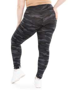 Women's And Plus Size Oh So Soft Full Length Leggings | Solids & Prints | Adult Sizes S - 7X - 黑色迷彩 - 查看 2