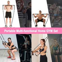 Pilates Bar Kit With 6x Resistance Bands (20lbs/30lbs/50lbs) And 3x Exercise Bands, Upgraded Multifunctional Screw Yoga Pilates Bar Home Gym For Women Full Body Workout Equipment - 黑色 - 查看 3