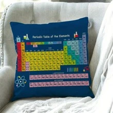 1pc Periodic Table Of Elements Decorative Pillow Cover, Indoor & Outdoor Use, Plush Single-Sided Print, 18x18 Inches, No Pillow Insert