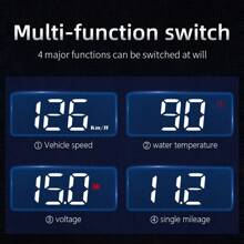 Projecteur tête haute OBD2 pour voiture, affichage numérique de la vitesse, enregistrement de la température de l'eau, voltage, rappel de conduite fatiguée, fonctions d'alarme multiples, accessoires électroniques HUD numérique