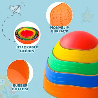 Stepping Stones For Kids, Non-Slip Rubber & Plastic Balance Toddler Stepping Stones For Children's Coordination Skills, Sensory Toys Obstacle Course For Kids Indoor Outdoor Play