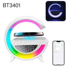 NetHong LED Smart G Lamp Bluetooth Speaker Wireless Charger RGB Alarm Clock Night Light - White - View 9