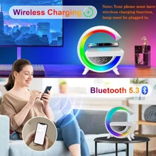 NetHong LED Smart G Lamp Bluetooth Speaker Wireless Charger RGB Alarm Clock Night Light - White - View 7