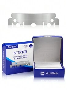 Caja de 100 unidades Cuchillas de acero inoxidable de un solo filo Accesorios de maquinilla de afeitar vintage Raspador especial Herramienta de afeitado manual para barberos - Multicolor - Ver 1