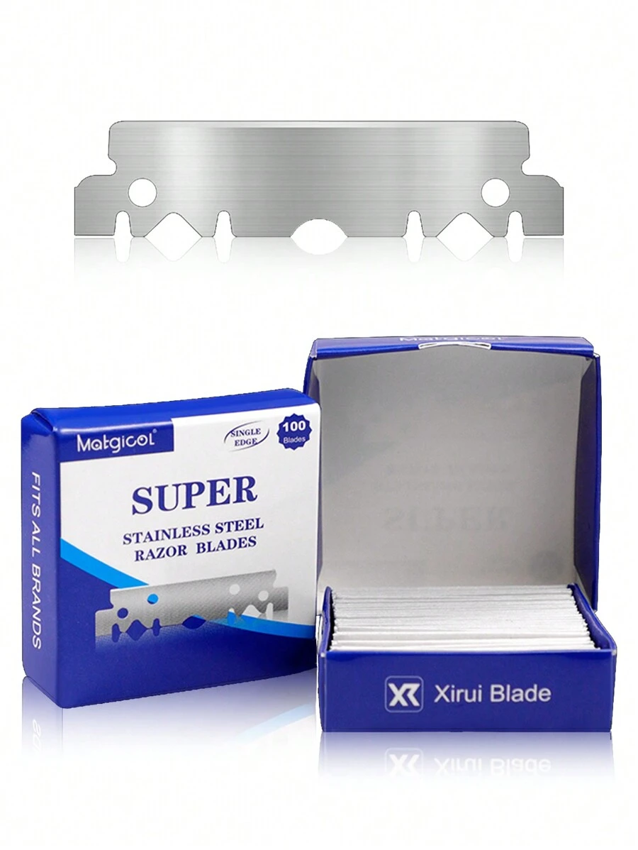 Caja de 100 unidades Cuchillas de acero inoxidable de un solo filo Accesorios de maquinilla de afeitar vintage Raspador especial Herramienta de afeitado manual para barberos - Multicolor - Ver 1