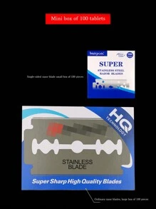 Caja de 100 unidades Cuchillas de acero inoxidable de un solo filo Accesorios de maquinilla de afeitar vintage Raspador especial Herramienta de afeitado manual para barberos - Multicolor - Ver 2