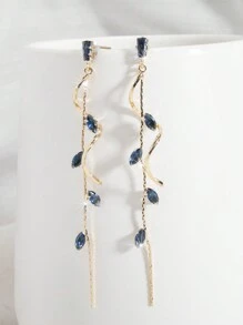 1 Cặp bông tai tua rua hình giọt nước, ngôi sao, lá Zirconia sang trọng thanh lịch, phù hợp cho trang phục hàng ngày của phụ nữ, đám cưới, sự kiện trang trọng, có sẵn màu trắng, đen, hồng, xanh lá cây, xanh lam, nhiều màu - Màu xanh hải quân - Xem 2