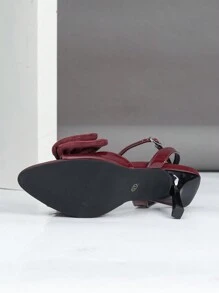 Women's Fashionable Versatile High Heel Pointed Toe Strap Bowknot Sandals