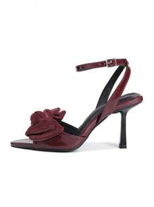 Women's Fashionable Versatile High Heel Pointed Toe Strap Bowknot Sandals