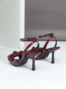 Women's Fashionable Versatile High Heel Pointed Toe Strap Bowknot Sandals