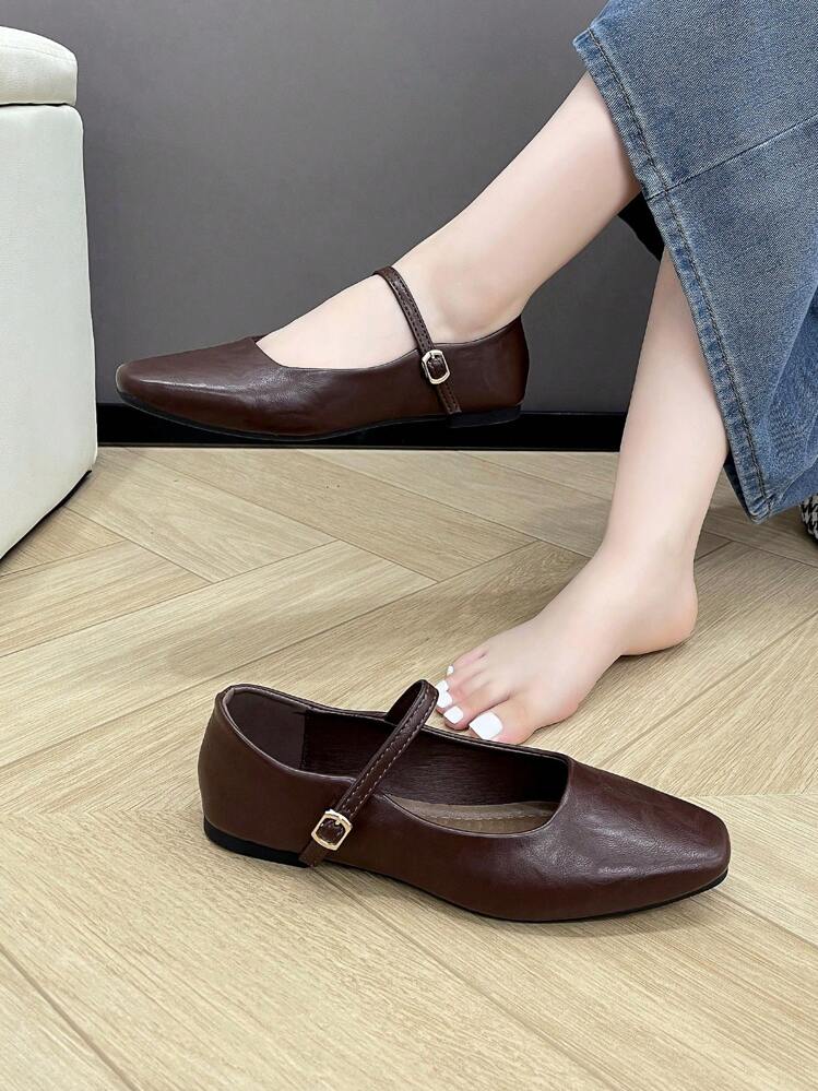 2026 New Soft Bottom Flat Shoes, Comfortable Mary Jane Shoes With Strap, Elegant Lady Style For Autumn - Brown - View 7