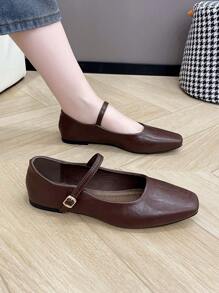 2026 Nowe płaskie buty z miękką podeszwą, wygodne buty typu Mary Jane z paskiem, elegancki damski styl na jesień - Brązowy - Zobacz 6