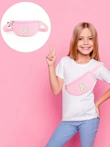 1 pieza Bolsa de cintura/hombro/bandolera para niñas con letra del alfabeto, bolsa de cintura linda adecuada para uso diario, exterior, viajes, senderismo, portátil, opción de regalo ideal
