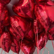 kumozawa 10pcs Red Heart-Shaped Wedding/Proposal/Party Background Decoration Balloons, 1pc Red Heart-Shaped Aluminum Foil Balloon, - Red - View 4