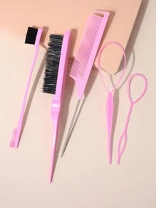 1/3/5/6 stuks haarstylingkamset met topsy tail-tool, plaagborstel, rattenkam voor vrouwen haarstyling voor vrouwen, controle op pluizig haar en randkammen