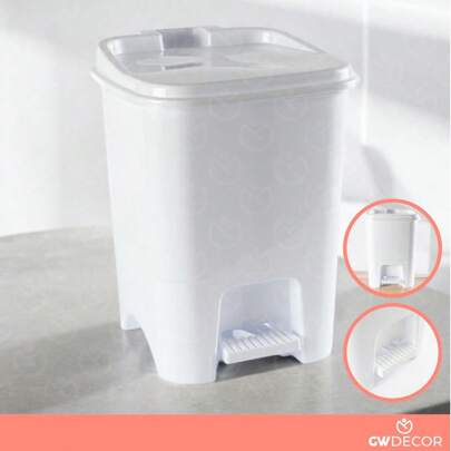 Lixeira Plástica 15 Litros Branca Reforçada Com Pedal e Tampa