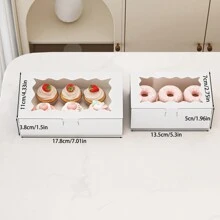 6个/12个装方形糕点礼盒，带透明窗口，白色、棕色、黑色、粉色可选，面包零食盒，高档甜点礼盒，适用于甜甜圈、馅饼、糖果、蛋糕、松饼、马卡龙等，情人节派对、家居装饰、家居礼品 - 白色 - 查看 20