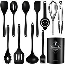 Keidason Conjunto de 15 piezas de utensilios de cocina de silicona - Utensilios de cocina resistentes al calor de hasta 230°C, espátula, pinzas, cuchara, brocha, batidor, conjunto de utensilios de cocina y accesorios para ollas antiadherentes, aptos para lavavajillas