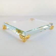 Pedestal de cristal transparente de 60X80mm, decoración de cristal con patas de metal transparente, ornamento artesanal para decoración del hogar