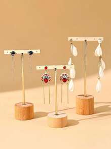 1 pièce Support de présentation d'oreillettes sur base en bois, support cylindrique en bois pour boucles d'oreilles et colliers, porte-bijoux, accessoires et accessoires photo, cadeaux pour femmes, soleil, voyages, rentrée scolaire cool