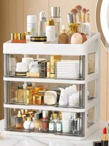 1 szt. Z szufladą Podwójna potrójna duża, średnia i mała wielkość przenośne pudełko do przechowywania kosmetyków z podziałem na szminkę, krem pod oczy, krem do rąk, puder, cień do powiek, lakier do paznokci, przestrzeń organizacyjna, półka do przechowywania, pudełko do przechowywania kosmetyków, półka do przechowywania