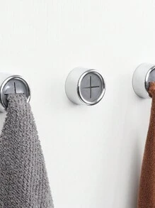 2pcs Creative Towel Hooks, Self-Adhesive Bathroom Kitchen Wall Hanging Hooks Damage-Free No-Drill, Suitable For Bathroom, Kitchen And Home, Wall, Cabinet, Garage