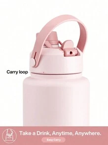 Powcan 1pc 40oz Insulated Water Bottle, 2-In-1 Straw And Spout Lid, Keeps Cold For 24 Hours, Leak-Proof, Valentine's Day Gifts, Double Wall Stainless Steel Water Bottle For Sports, Gym, Travel, And School - Pink - View 4