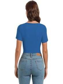 OUTBALL Womens Summer Short Sleeve T Shirts Knit Slim Fit Cutout Scoop Neck Going Out Date Night Tops