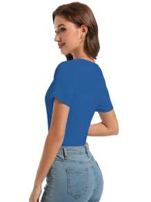 OUTBALL Womens Summer Short Sleeve T Shirts Knit Slim Fit Cutout Scoop Neck Going Out Date Night Tops