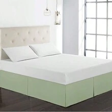 Grass Green Bed Skirt Queen Size Tailored Pleated Bed Skirt With 14 Inch 700g Drop Brushed Microfiber Dust Ruffle Bed Skirt 60"X80" - Green - View 1