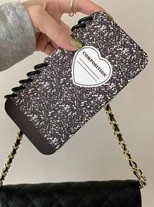 Etui na telefon Niche Flip Notebook Design z czarnym atramentem, kompatybilne z modelami 16/13/14/15/16 Pro Max