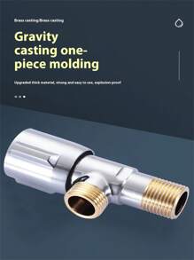 Faucet Angle Valve, Universal Triangle Valve For Cold & Hot Water Pipes, Knob Switch Angle Valve For Toilet Shut-Off - Silver - View 2