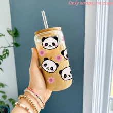 Envolturas lindas con moño de capibara, rana y oso panda para vasos de 16 onzas, resistentes al agua y a los rayos UV. También son adecuadas para decorar botellas, tazas, portátiles y otros suministros escolares - animales lindos - Ver 5
