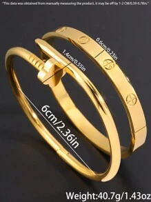 Camhanno 1PC Fresh And Simple Style Stainless Steel Bracelet, Suitable For Daily Wear, Birthday Party Jewelry, Christmas And Valentine's Day Gifts