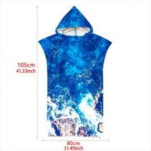 1pc Beach Ocean Shell Starfish Mandala Print Surfing Poncho, Ultralight Microfiber Quick Dry Water Absorbent Poncho, Comfortable Hooded Towel, Beach Essential, Travel Accessory - Multicolor - View 9