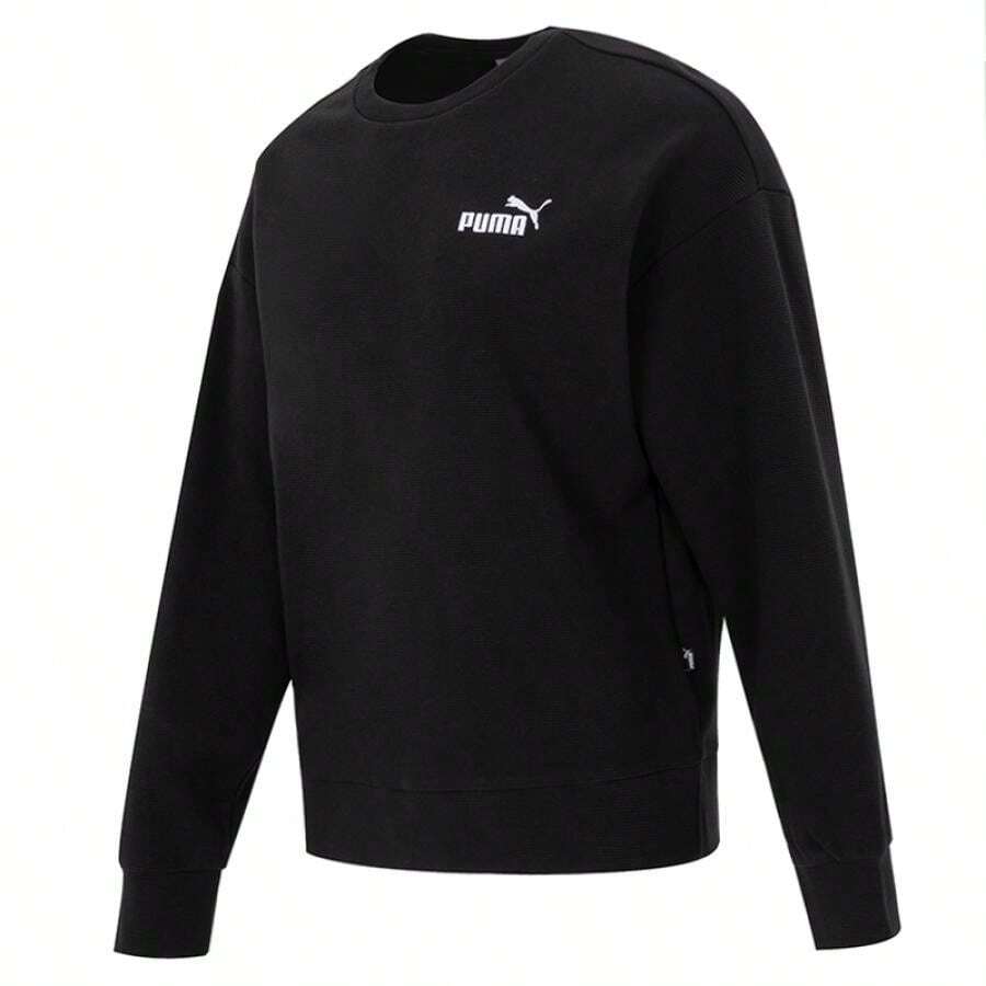 Puma 女款 ESS ELEVATED 圓領運動衫,舒適寬鬆版型套頭上衣,適合戶外運動與跑步 678444-01 - 黑色 - 查看 1
