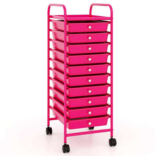 Lifezeal 10 Drawer Rolling Storage Cart Scrapbook Paper Office School Organizer Gradient