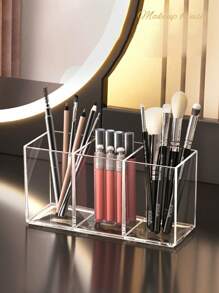 1 pièce Support transparent pour pinceaux cosmétiques en acrylique, organisateur de coiffeuse de bureau pour rouge à lèvres, crayon à sourcils, produits de soins de la peau et miroir de maquillage