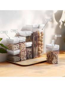 Japanese Thick Airtight Transparent Square Storage Jars/Containers For Grains, Spices & Food, Moisture-Proof Kitchen Canister - White - View 3